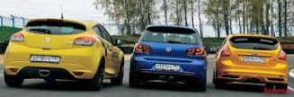 VW Golf R против Ford Focus RS против Renault Megane 250